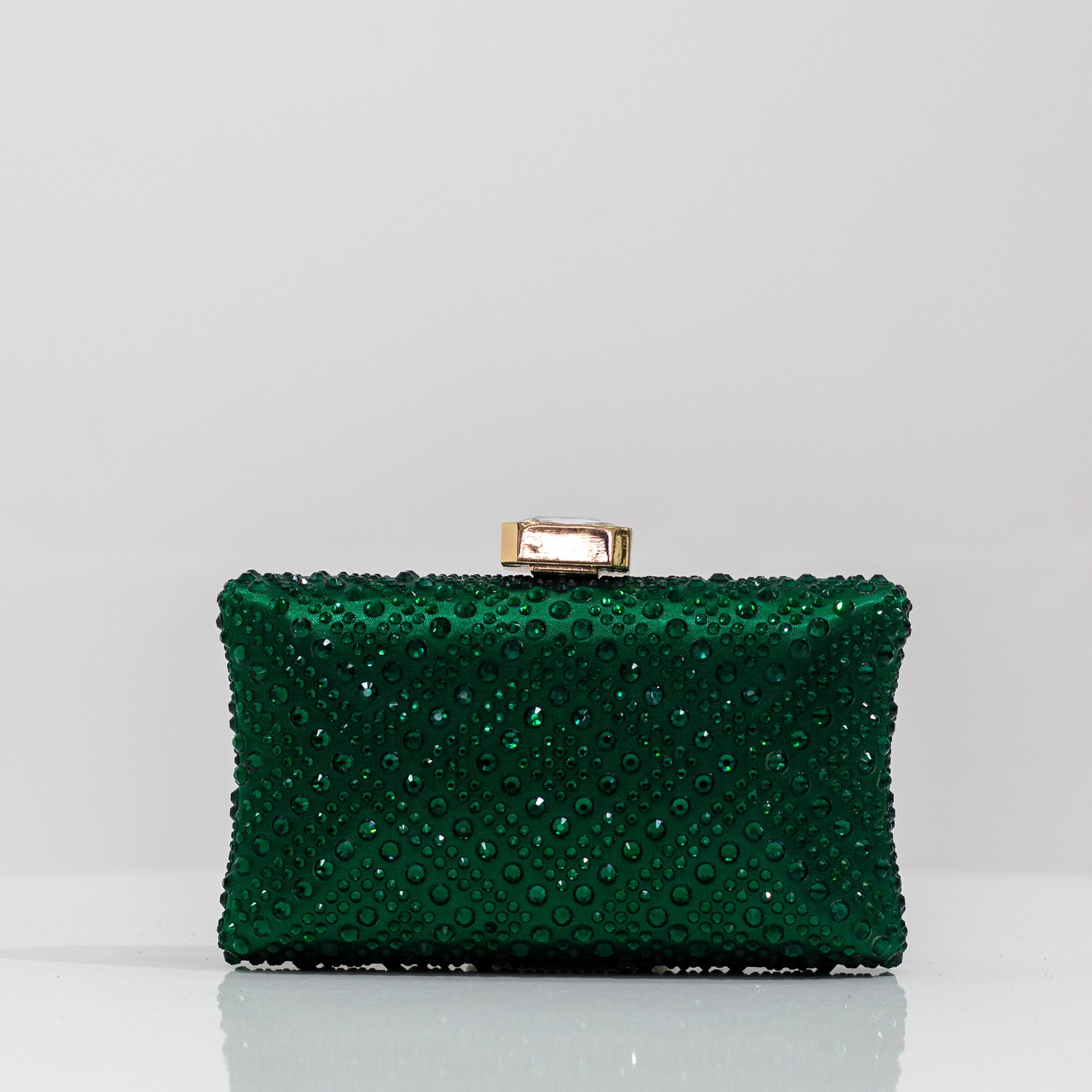 Xayah diamante designs clasp clutch bag green