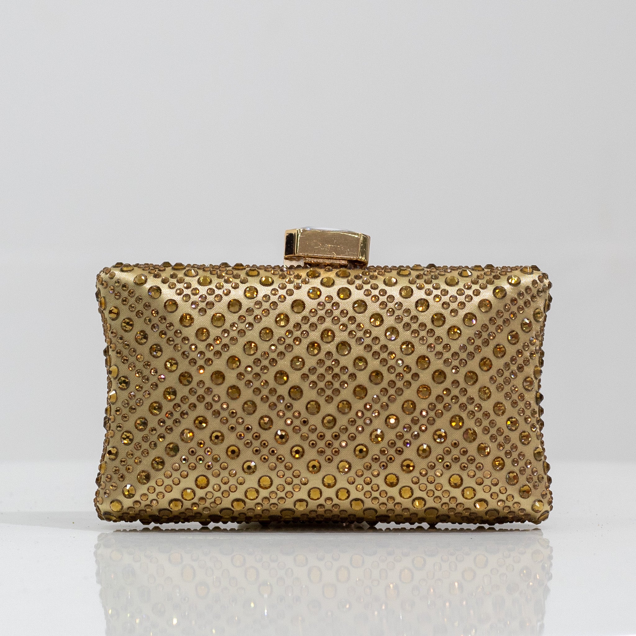 Xayah diamante designs clasp clutch bag gold