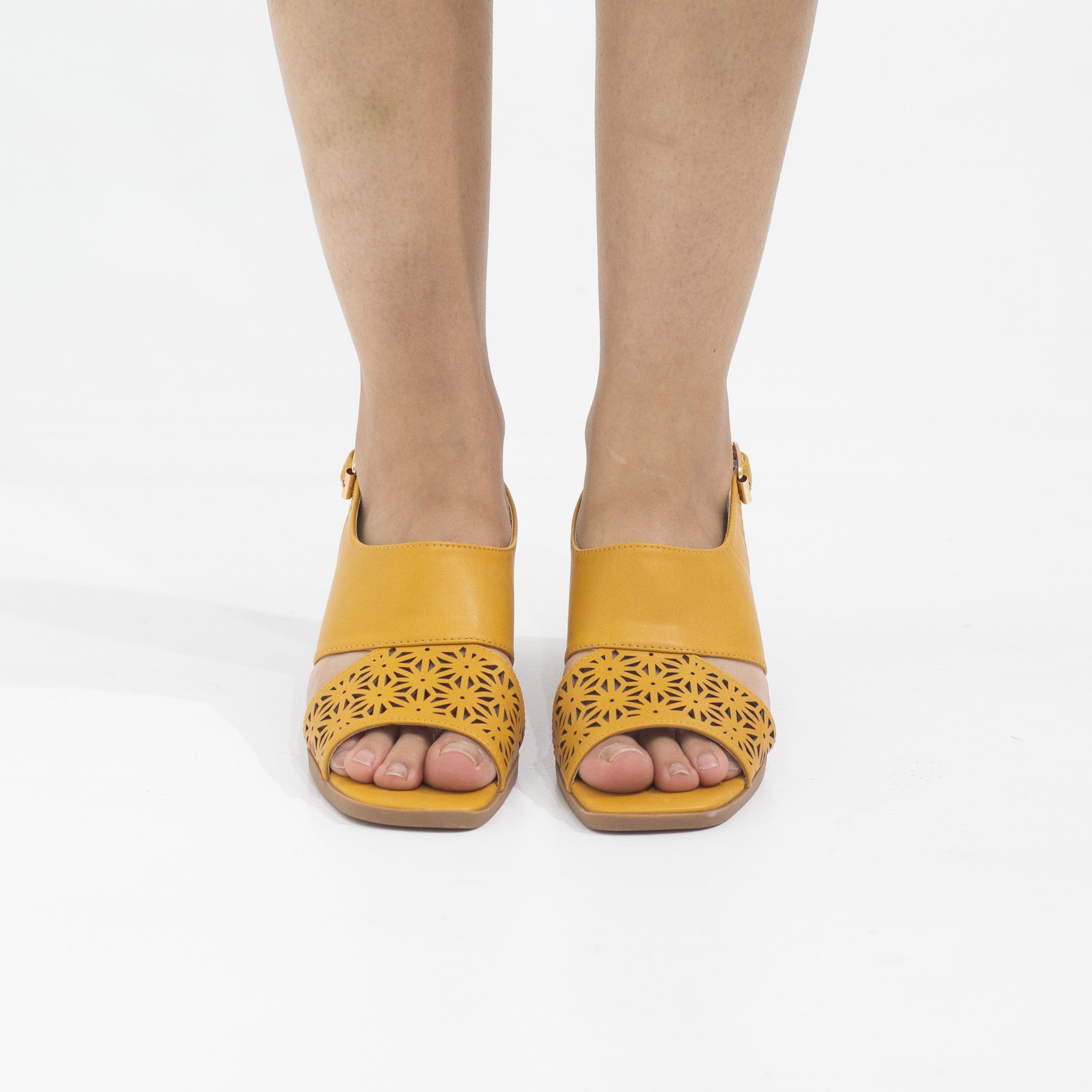 Fleta 4.5cm block heel pu sandal yellow