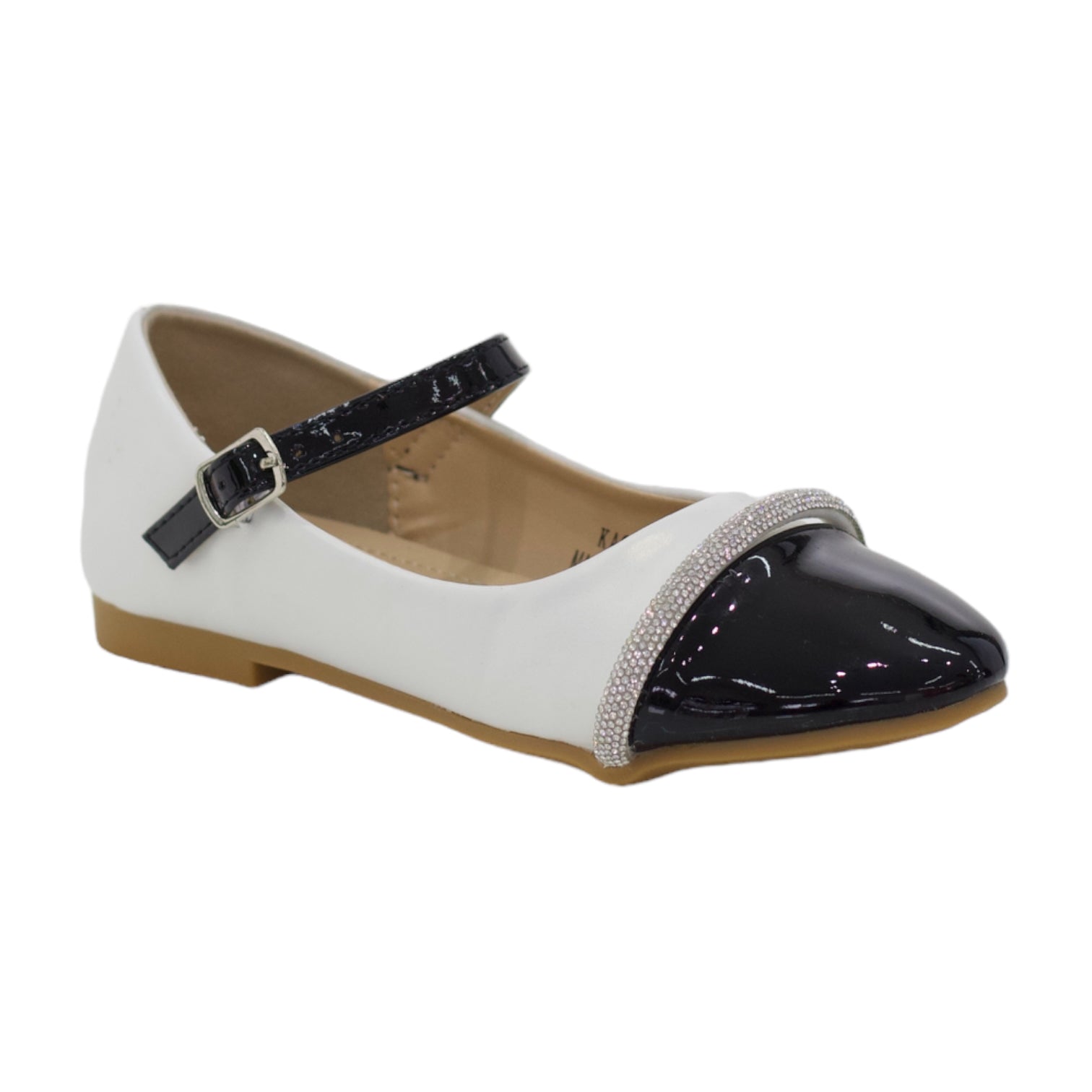 Kacia 2-toned girls dress pump black and white