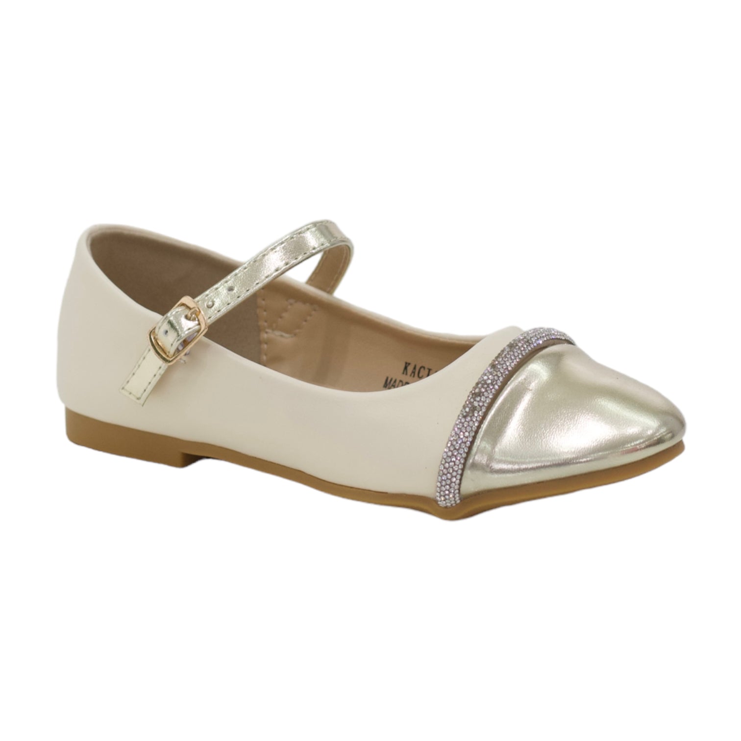 Kacia 2-toned girls dress pump gold and beige