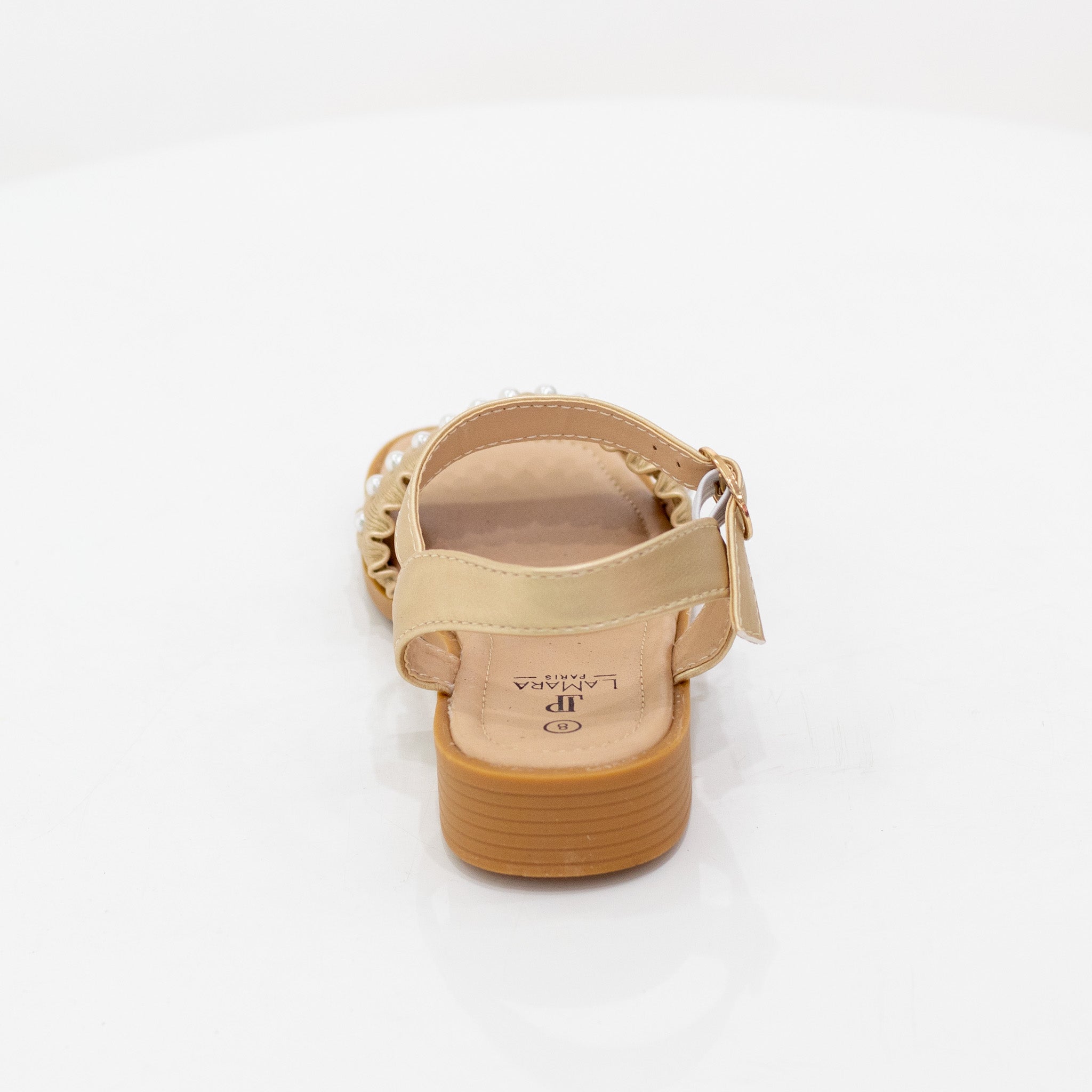 Kaila infants girls ankle strap weaved sandals gold