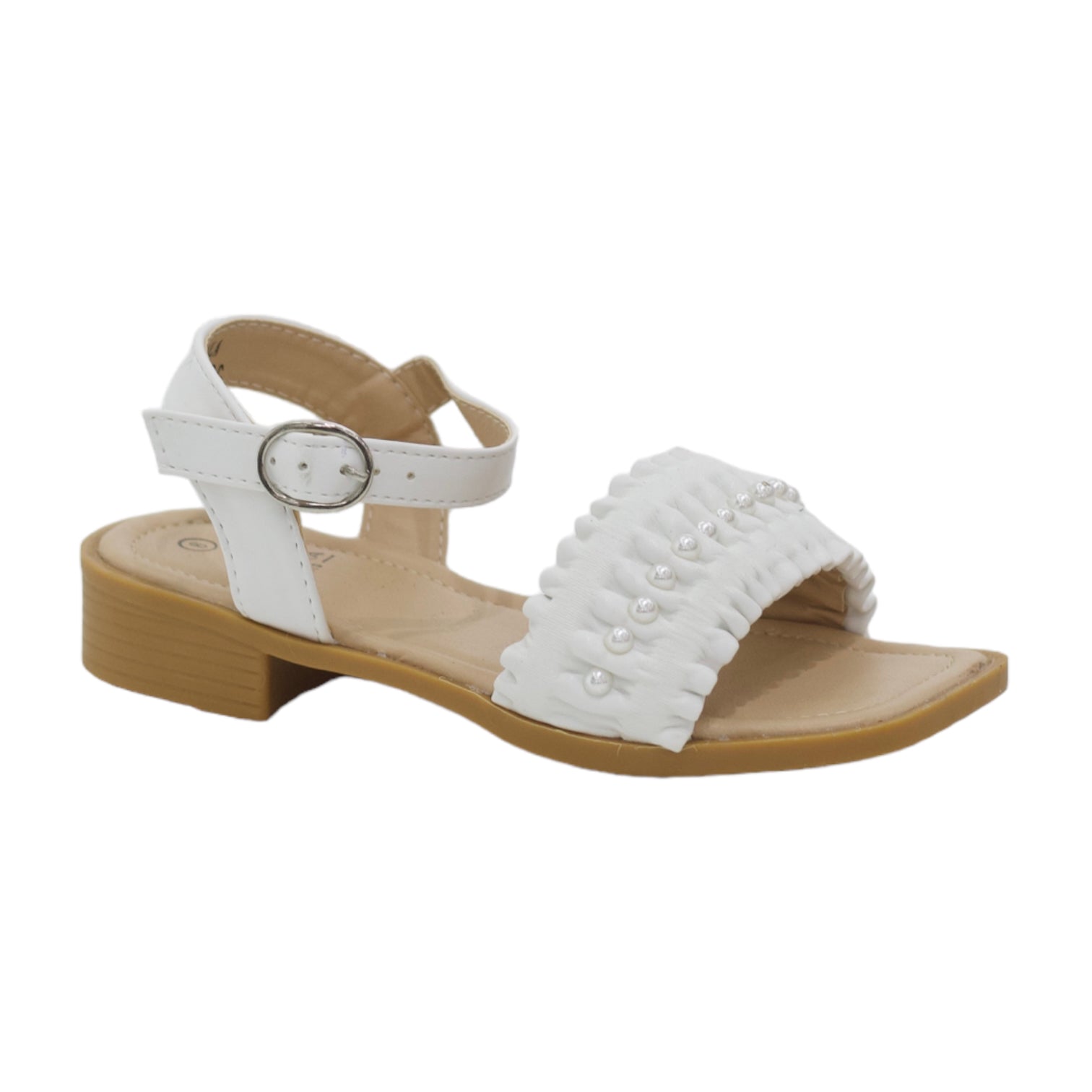 Kaila girls ankle strap weaved sandals white