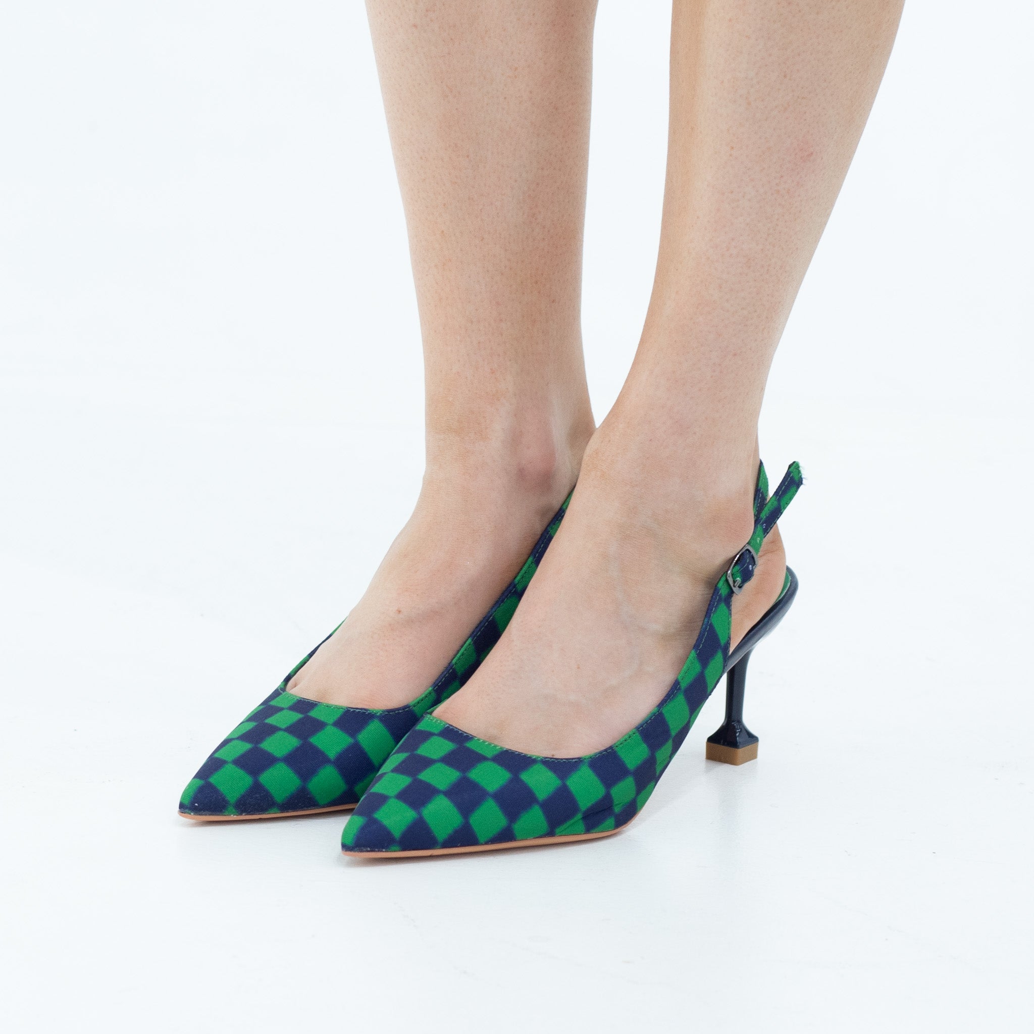 Kalina 7.5cm heel argyle open waist sling back green