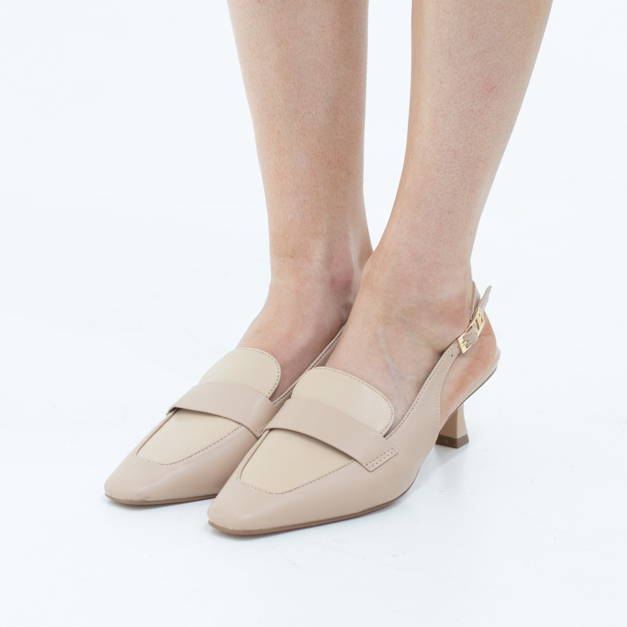 Matilda moc PU sling back on a 6cm heel nude