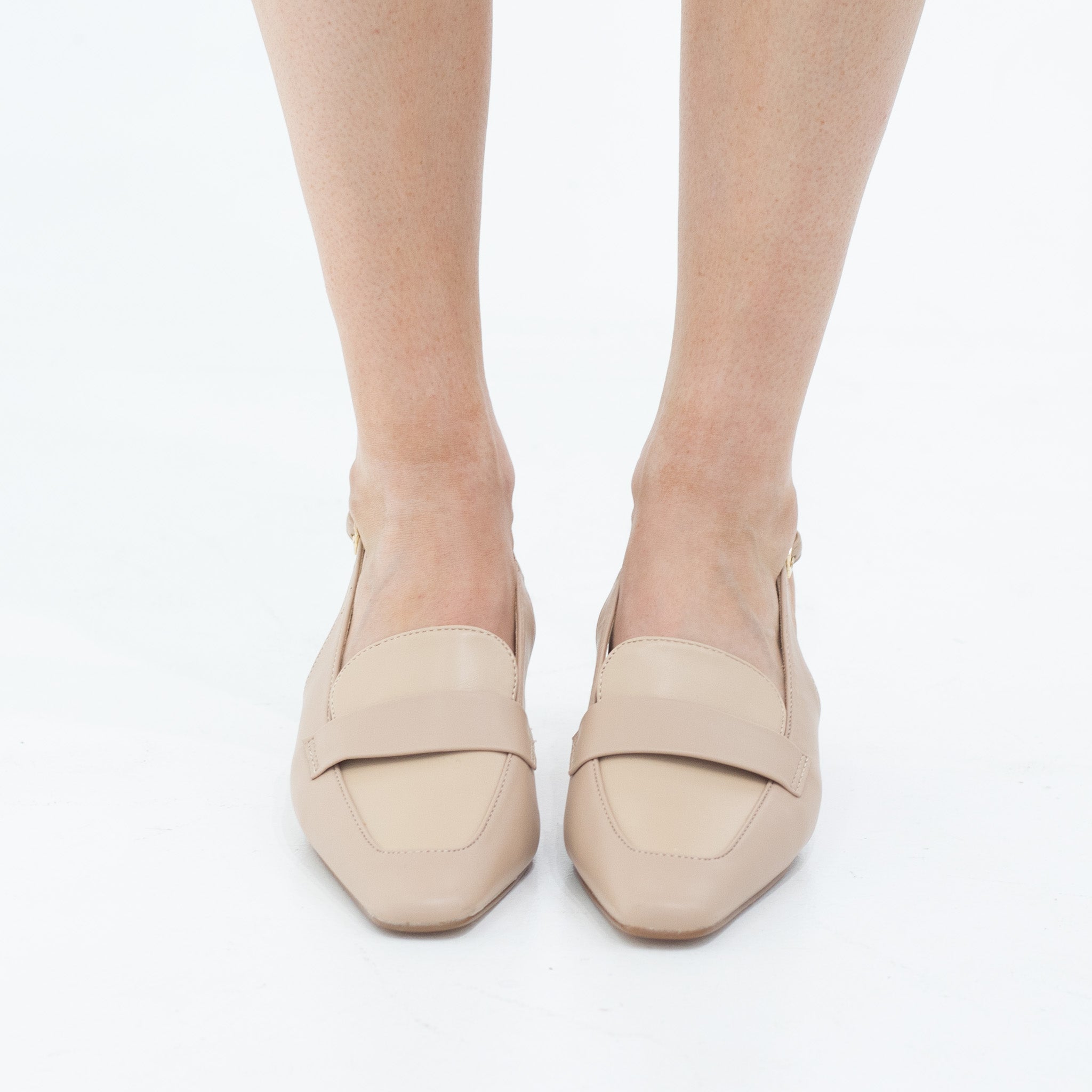 Matilda moc PU sling back on a 6cm heel nude