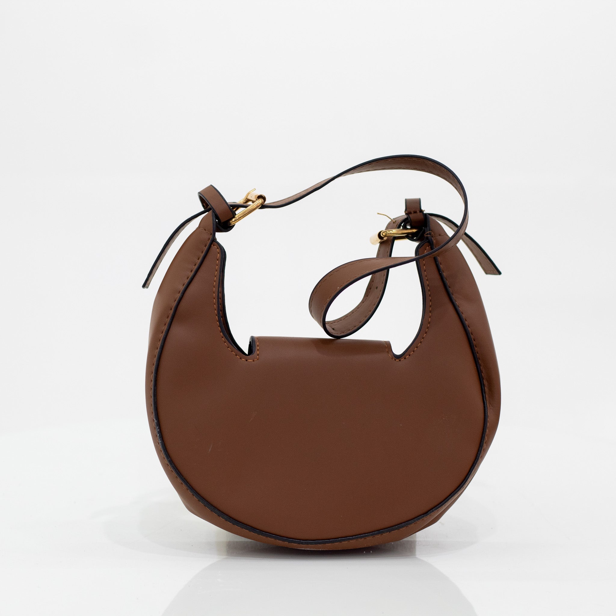 Kalani faux leather rigid hand bag brown