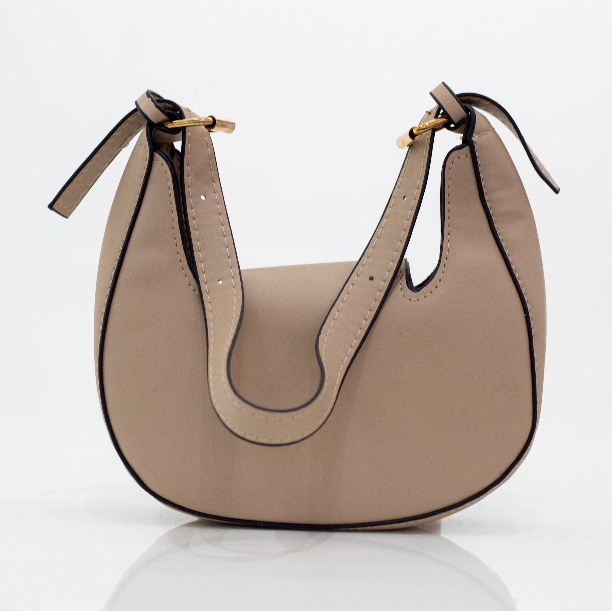 Kalani faux leather rigid hand bag beige