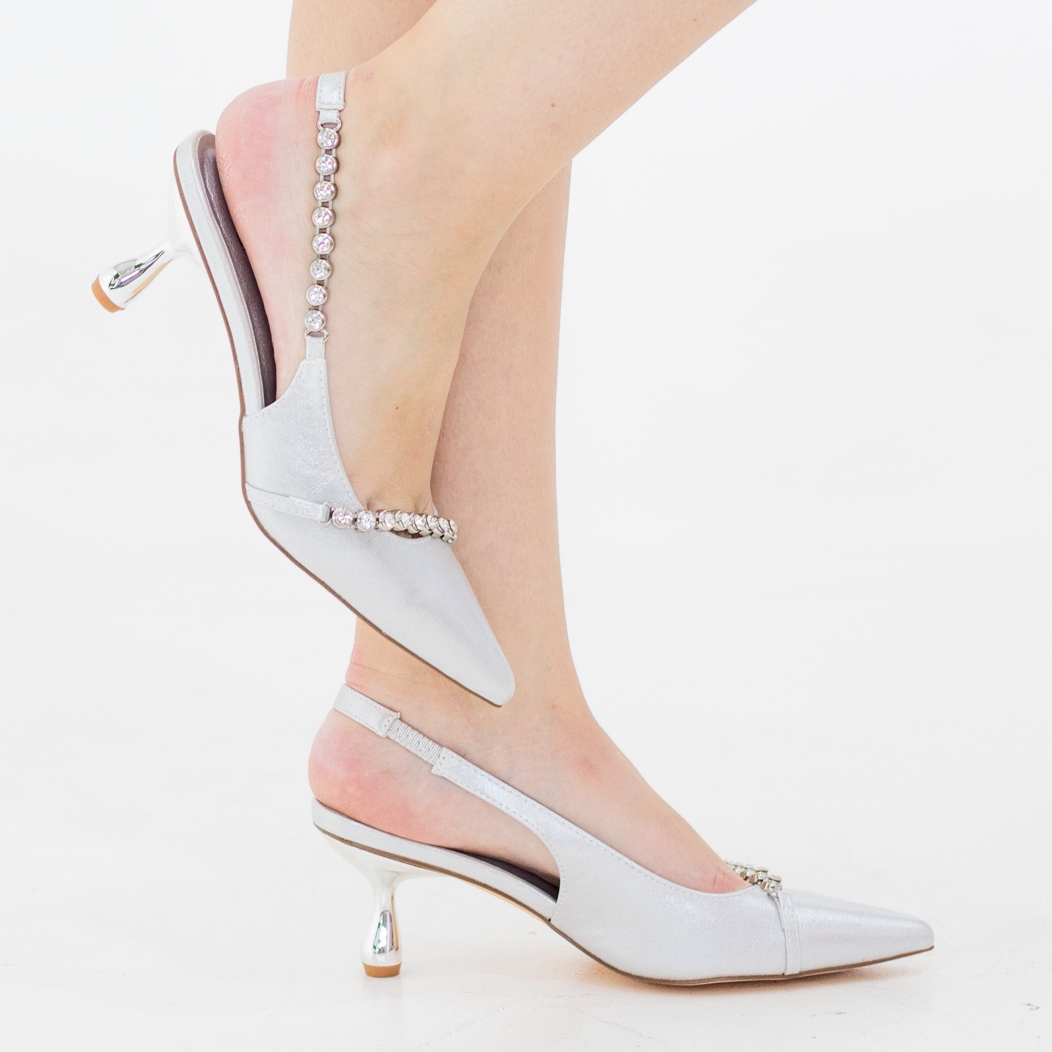 Amana 6cm heel diamante detailed pointy sling back