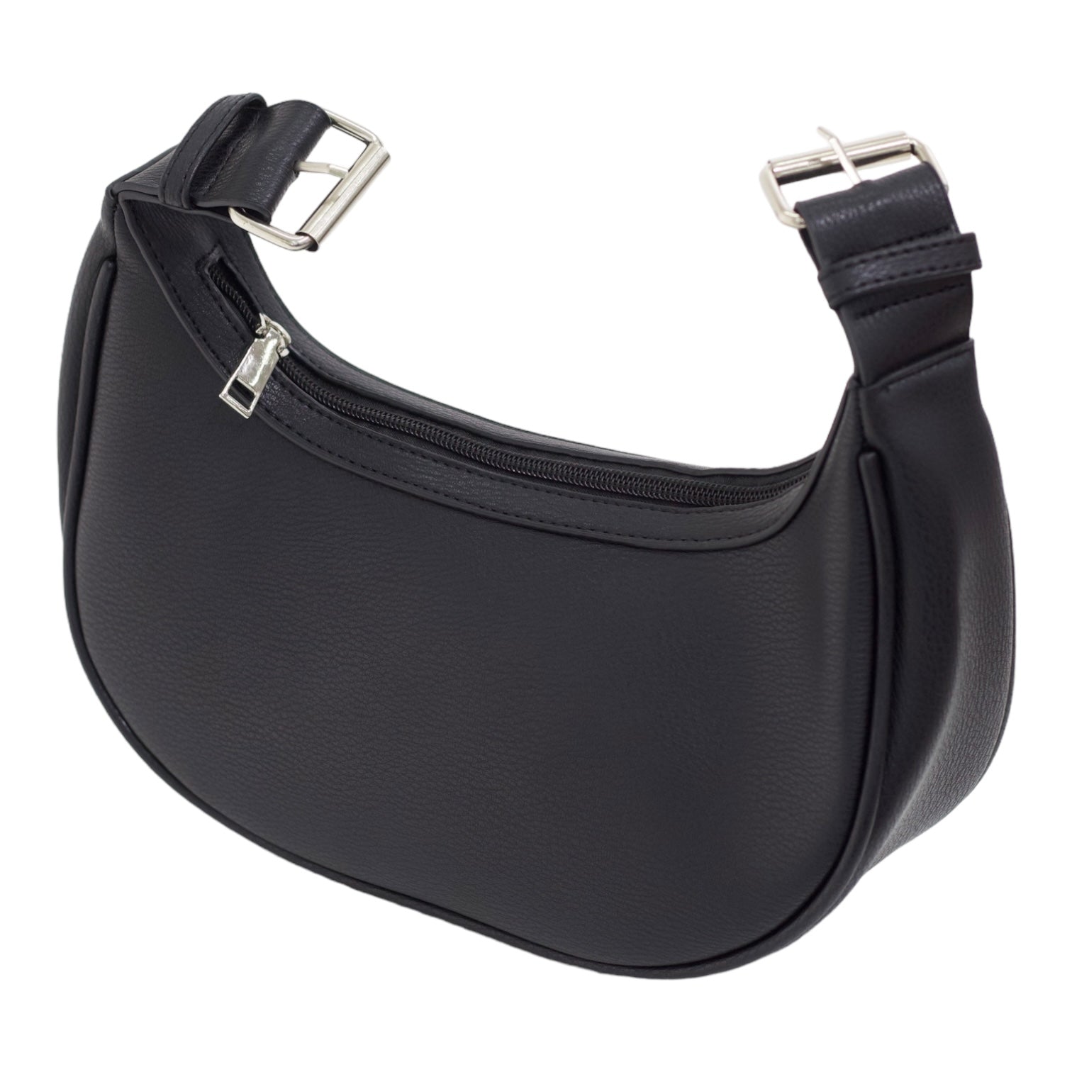 Zek faux leather rigid shoulder bag black