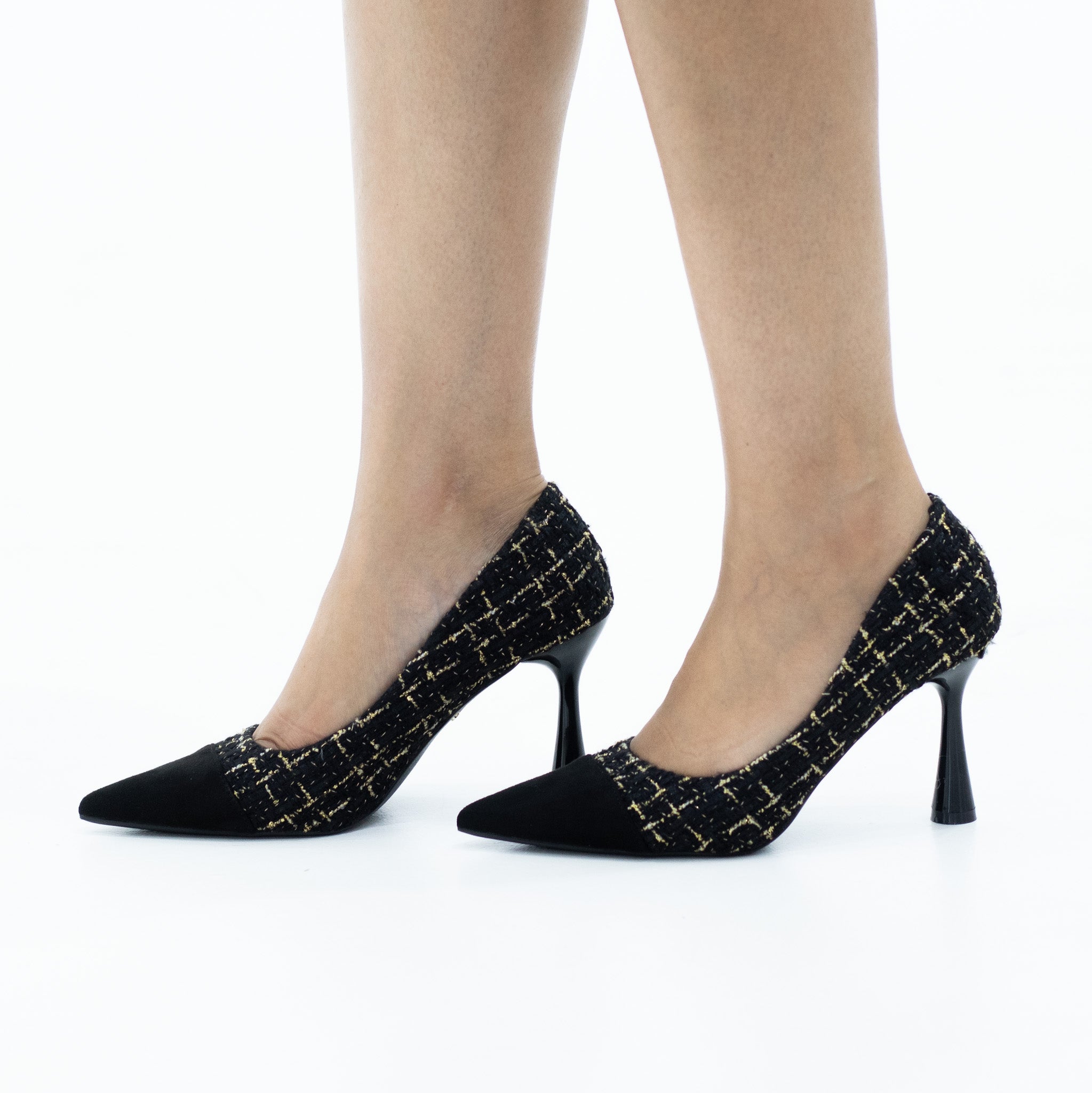 Rilla knitted jersey court on a 9cm heel black