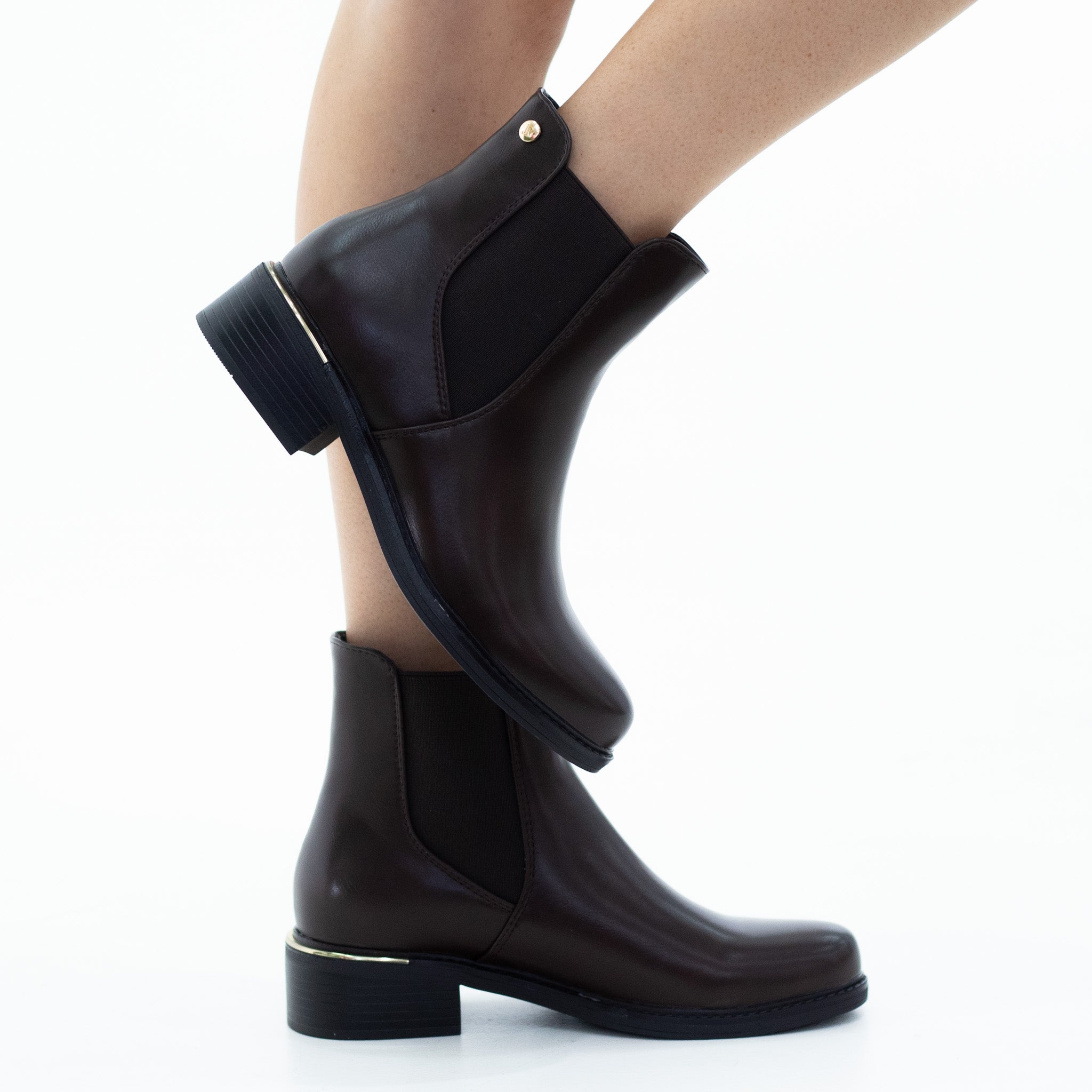 Zayami Chelsea pu ankle boot on 3.5cm heel choc