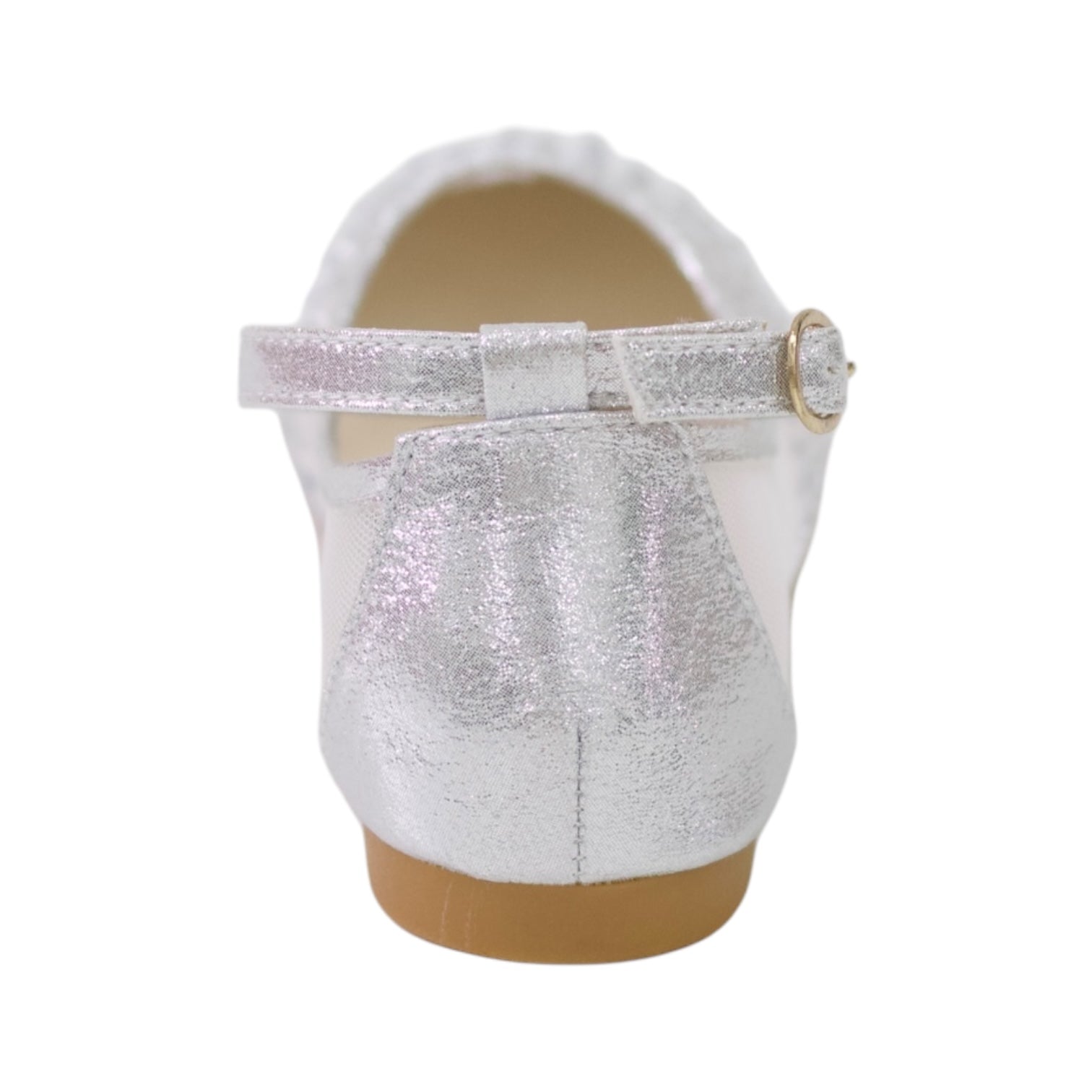 Lemia girls netted ballarina with diamonds silver