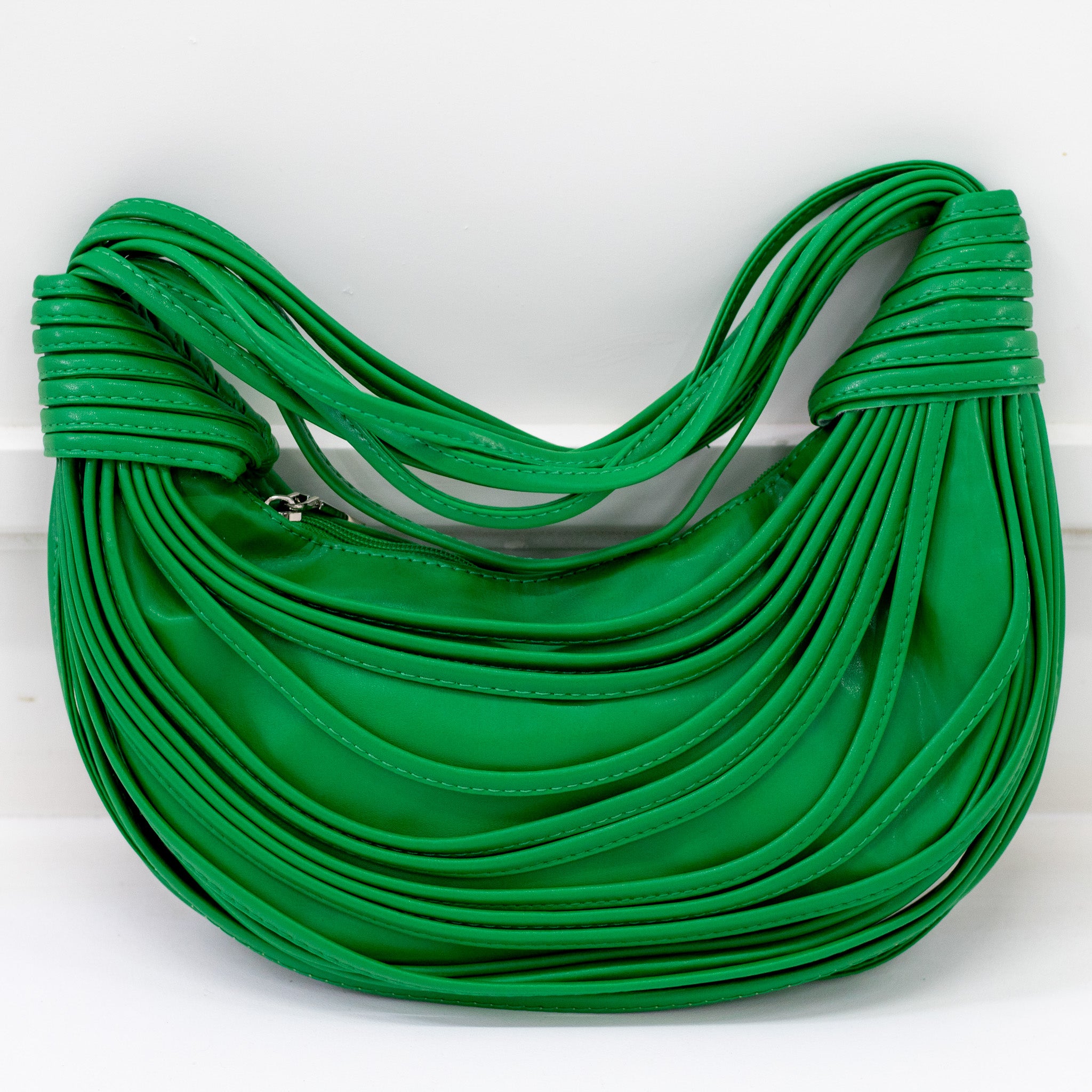 Shibz strippy belts rigid shoulder bag green