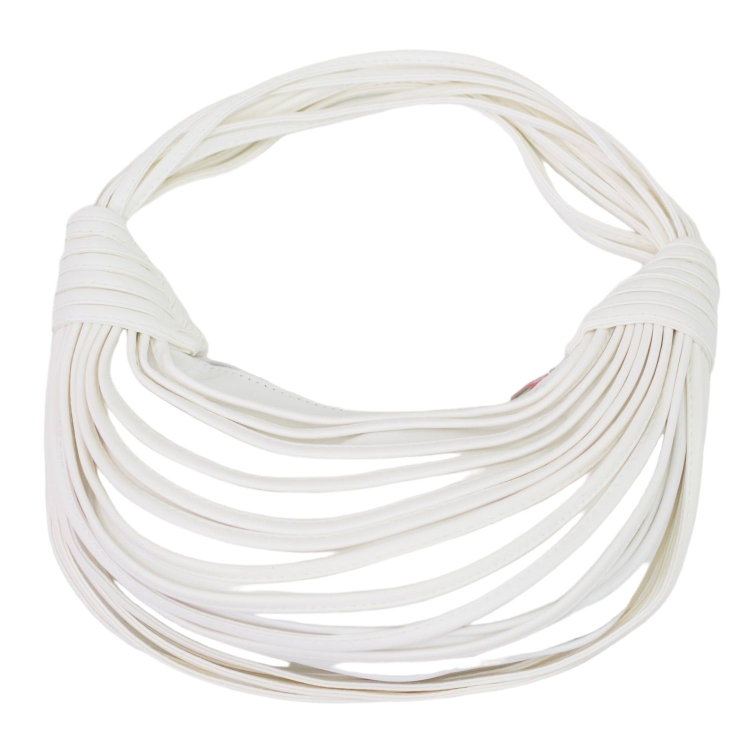 White strippy belts rigid shoulder bag shibz