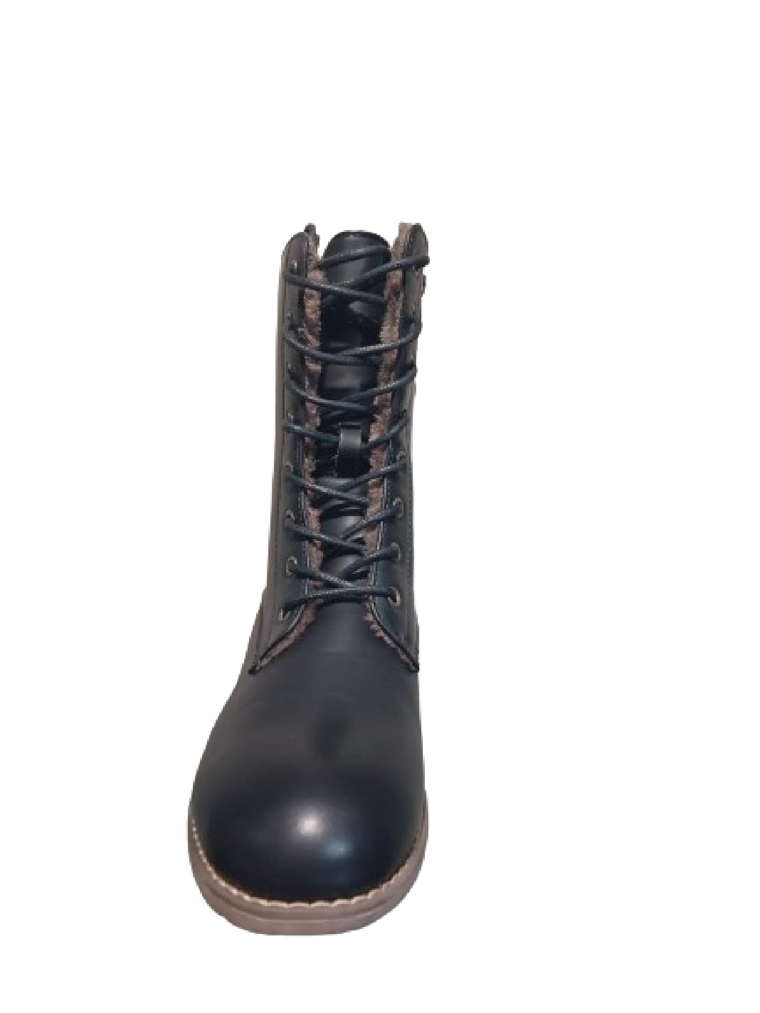 Vanilla pu lace up VanHill heel ankle boot black