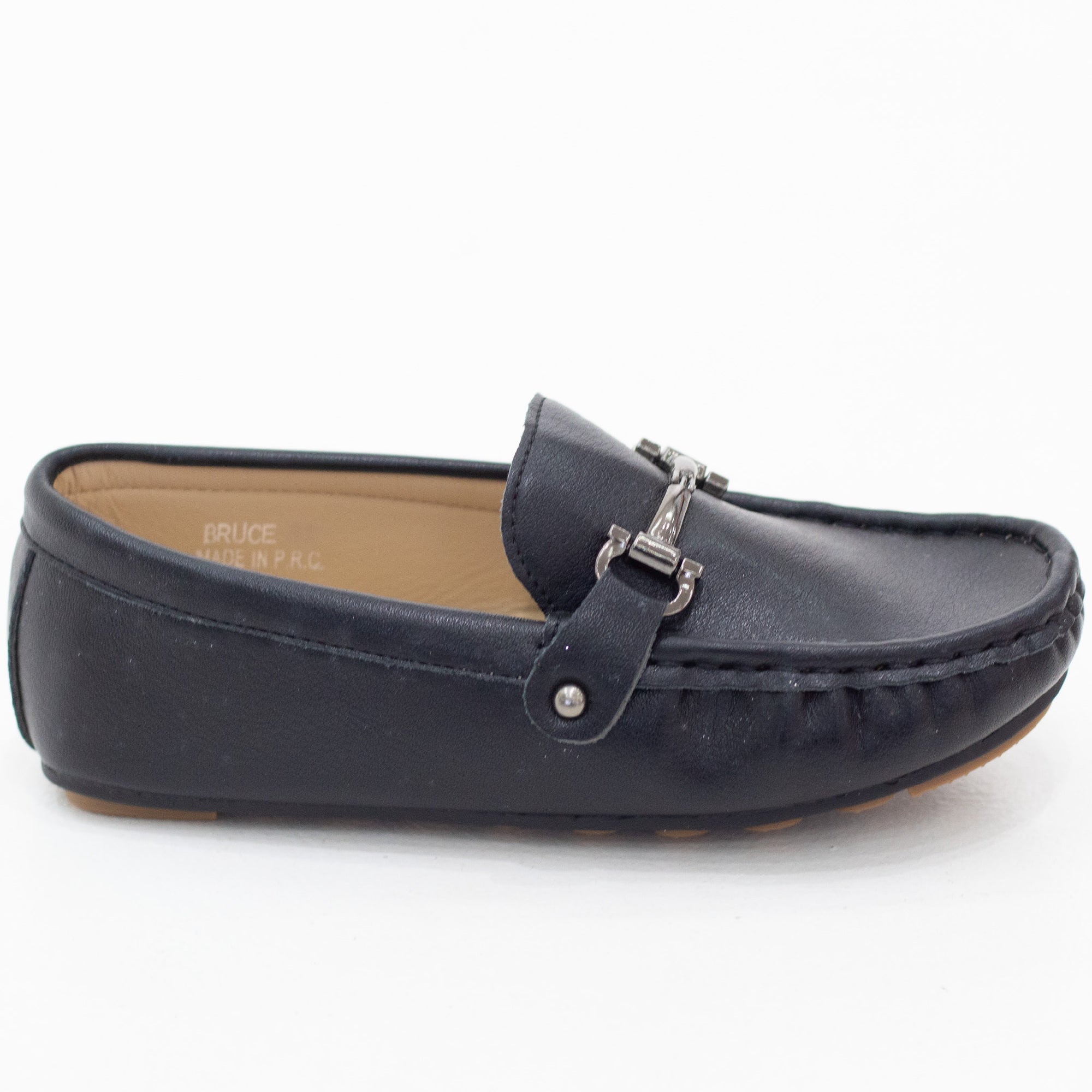 Bruce youth boys moc shoes with a gun metal buckle