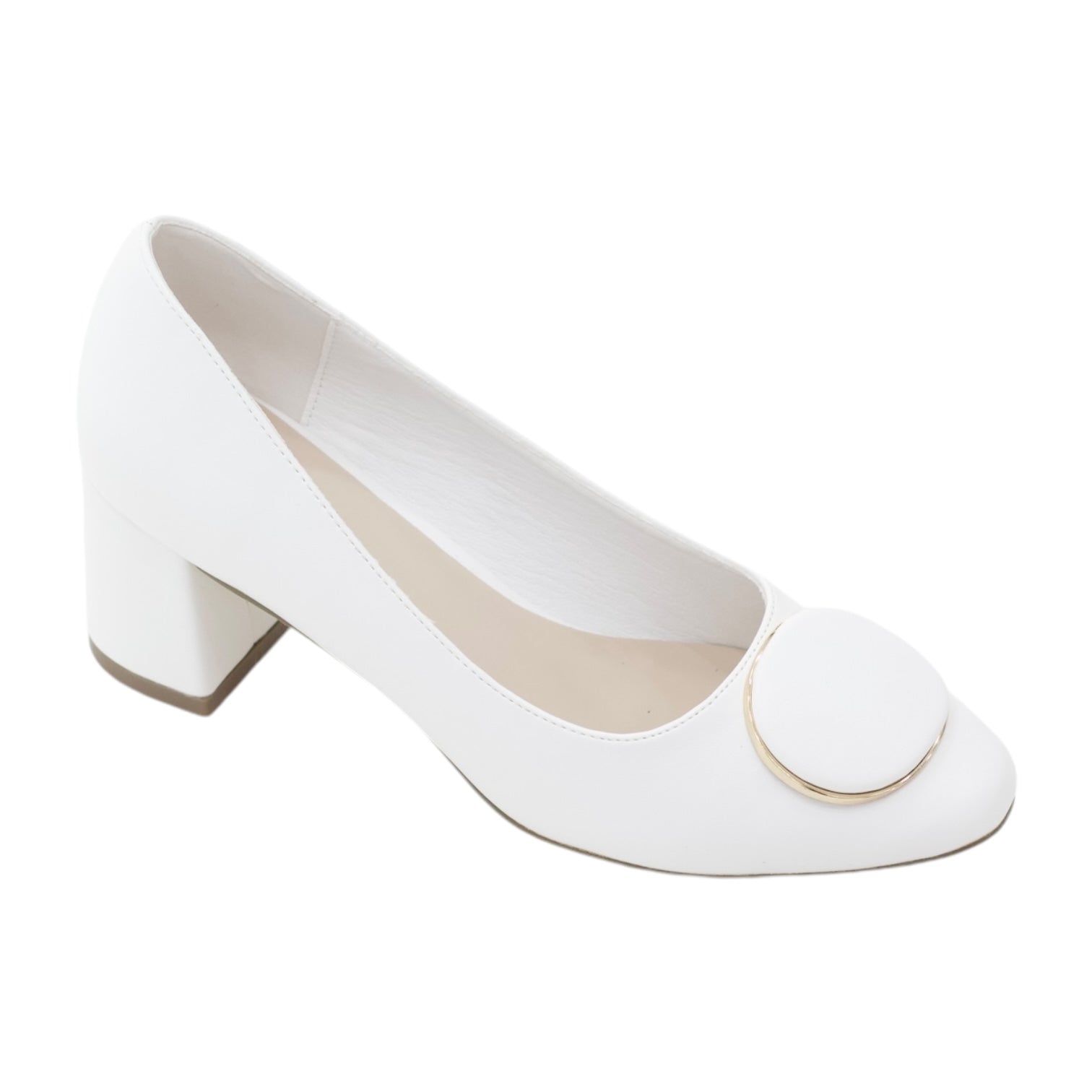 Belinha 6cm heel comfy court shoe with a round trim