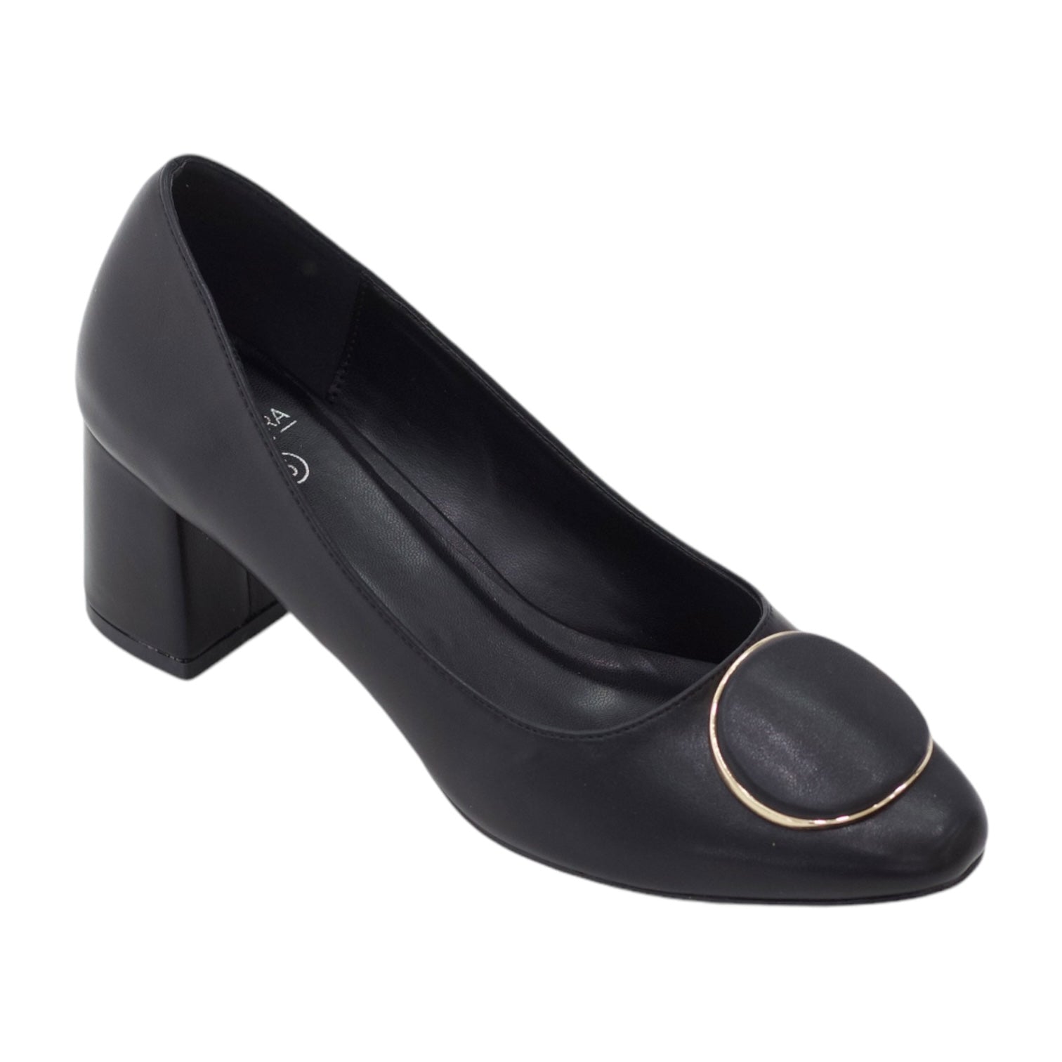 Belinha 6cm heel comfy court shoe with a round trim