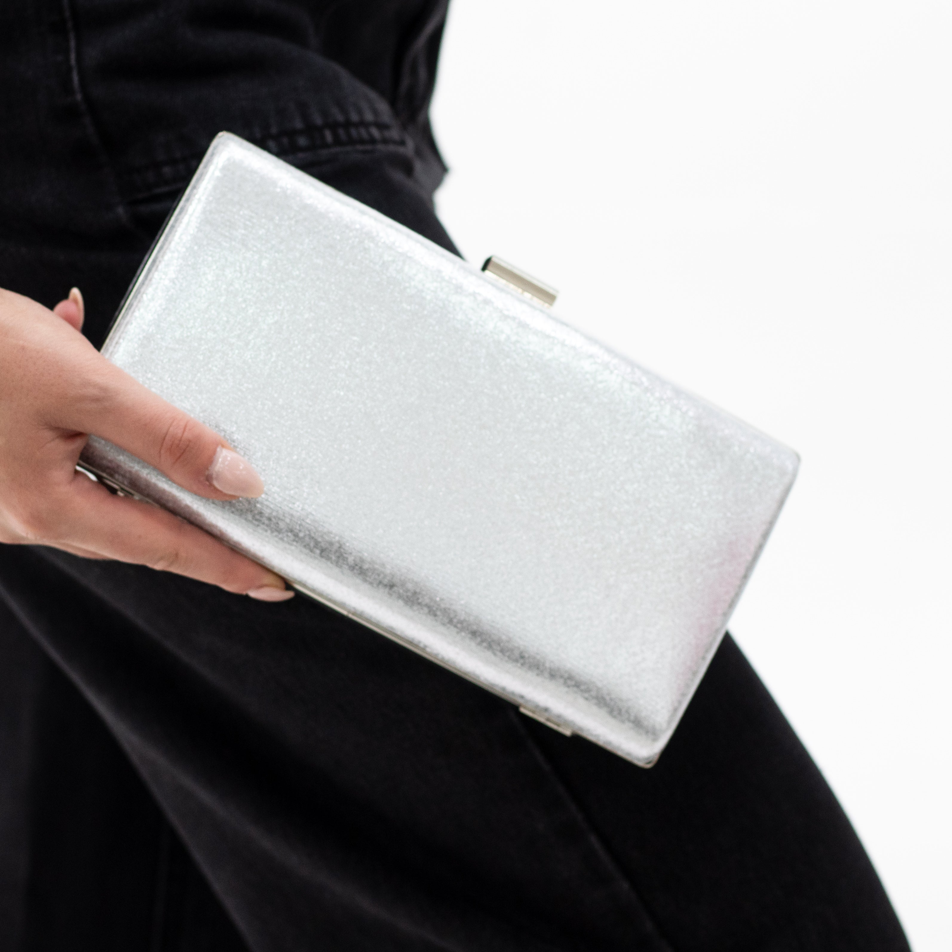 Plain silver clutch sale