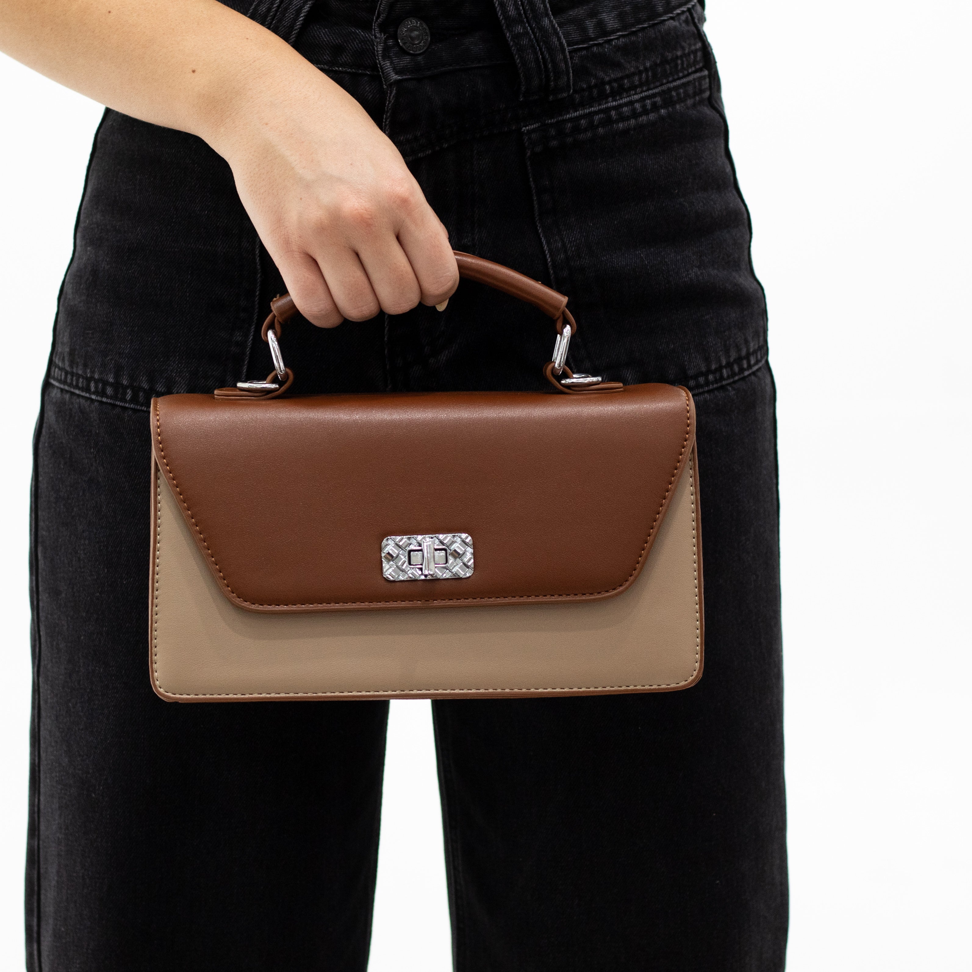 Tavi 2-toned clutch bag brown