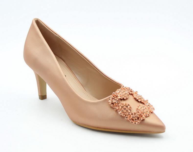 Rose gold 6.5cm heel court with trim sofia