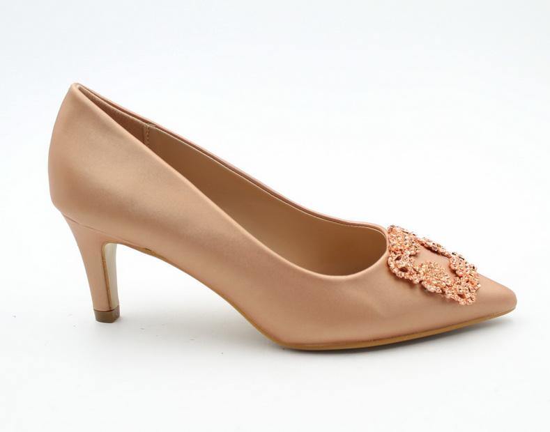 Rose gold 6.5cm heel court with trim sofia