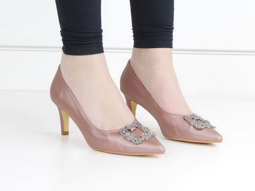Sofia 6.5cm heel court with trim mink