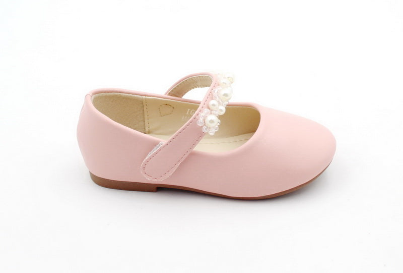 Anahi infants girls dress pump with pearls pink