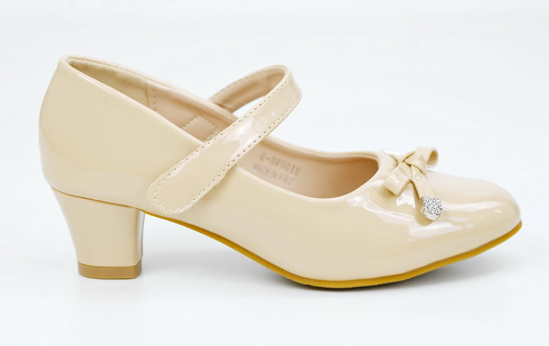 Brodie girls party shoe with bow nude