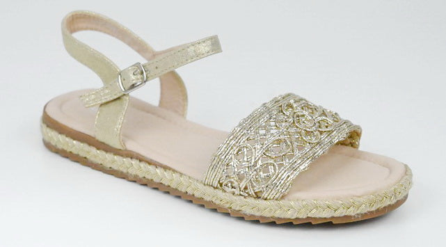 Kweeny girls LSSX291 weaved sandals gold