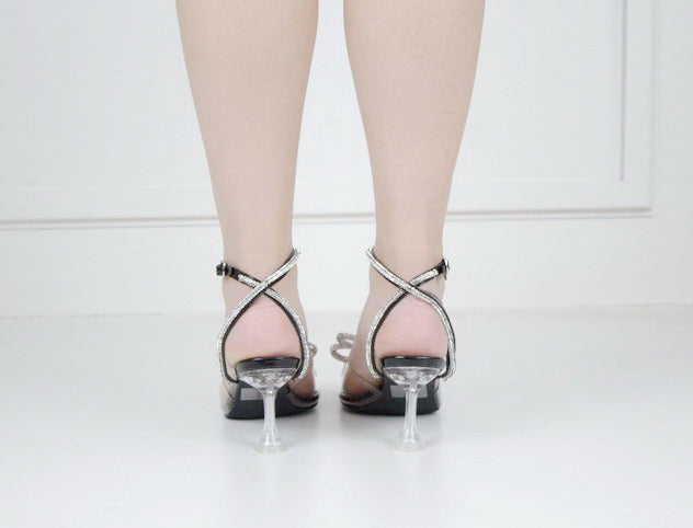 Anasia glamour vynl sandal 7cm heel with a bow
