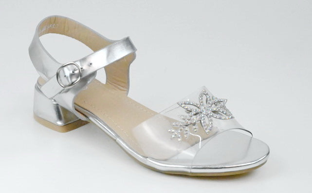 Silver girls vinyl sandal 5cm heel kimmie