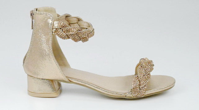 Maliya girls embellished ankle strap sandal rose gold