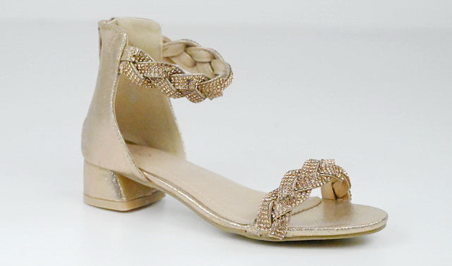 Maliya girls embellished ankle strap sandal rose gold