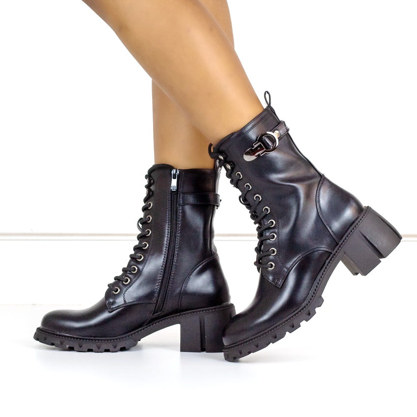 Black lace up ankle boot nala