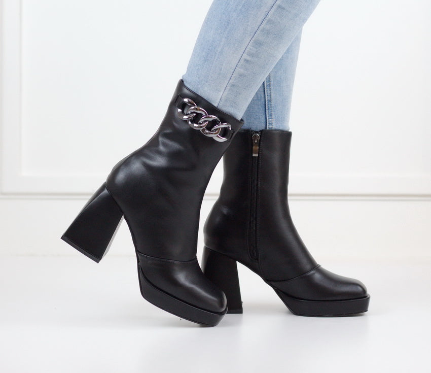Black platform 8.5cm heel lace up ankle boot coralie