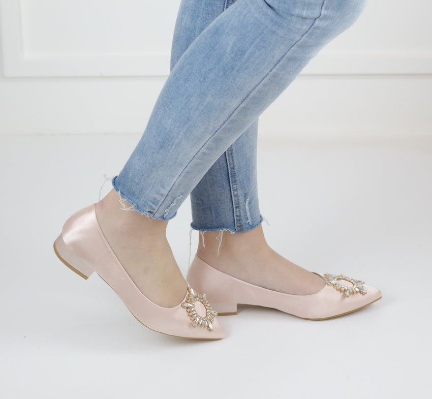 Zandra flat heel with flat trim beige