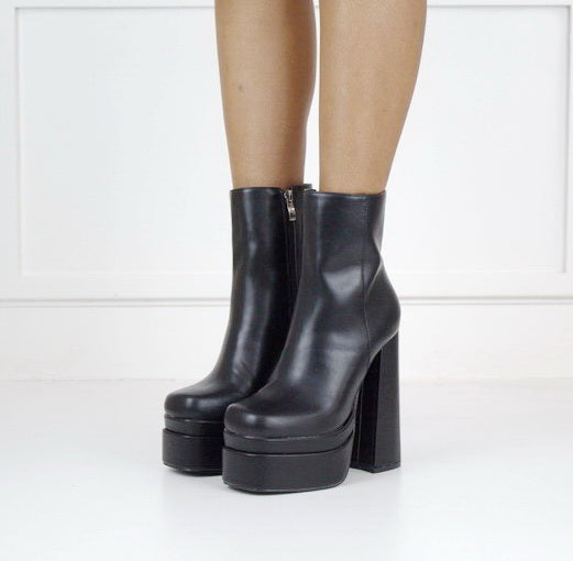 Black platform 14cm heel ankle boot rosalie