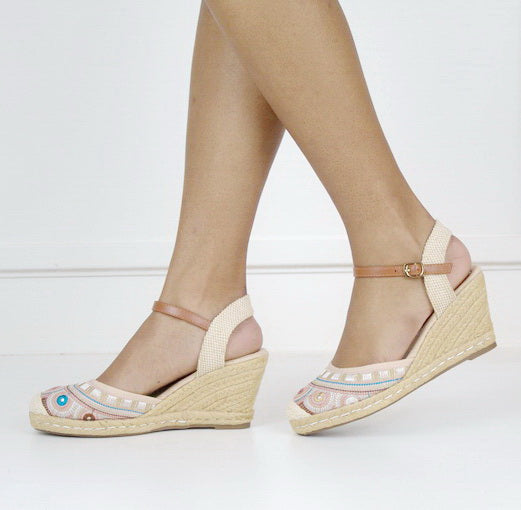 Pink S29-1 closed toe wedge sandals hiroko