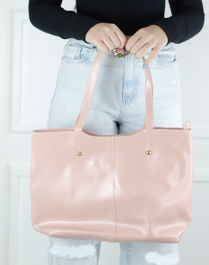 Pink faux leather tote bag grazia