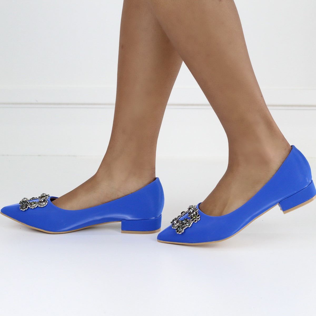 Blue 2cm flat heel with flat trim aleska