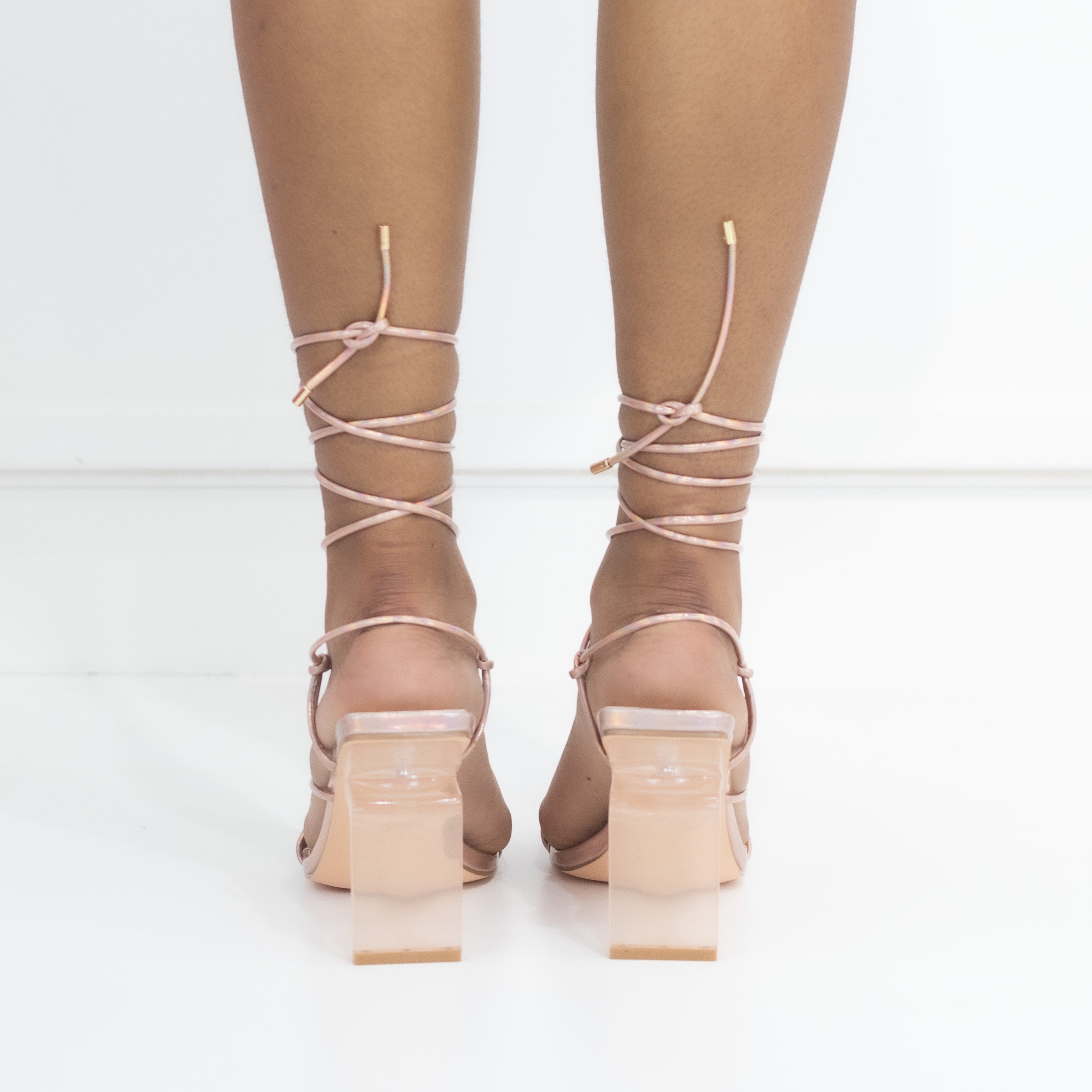 Nadzia strappy sandals on special regt heel rose gold