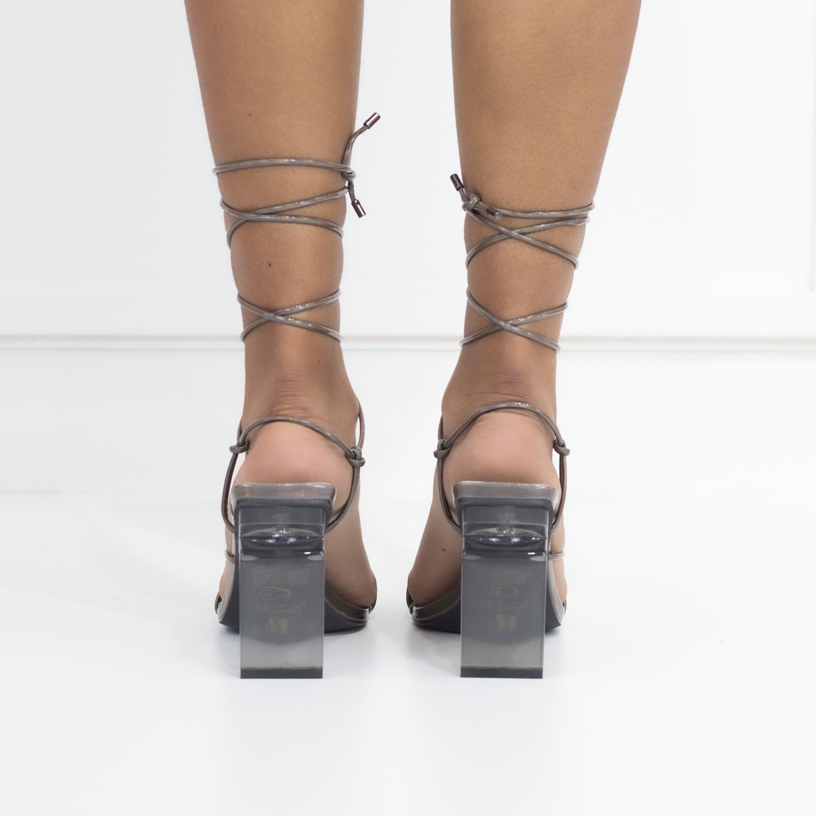 Pewter strappy sandals on special regt heel nadzia