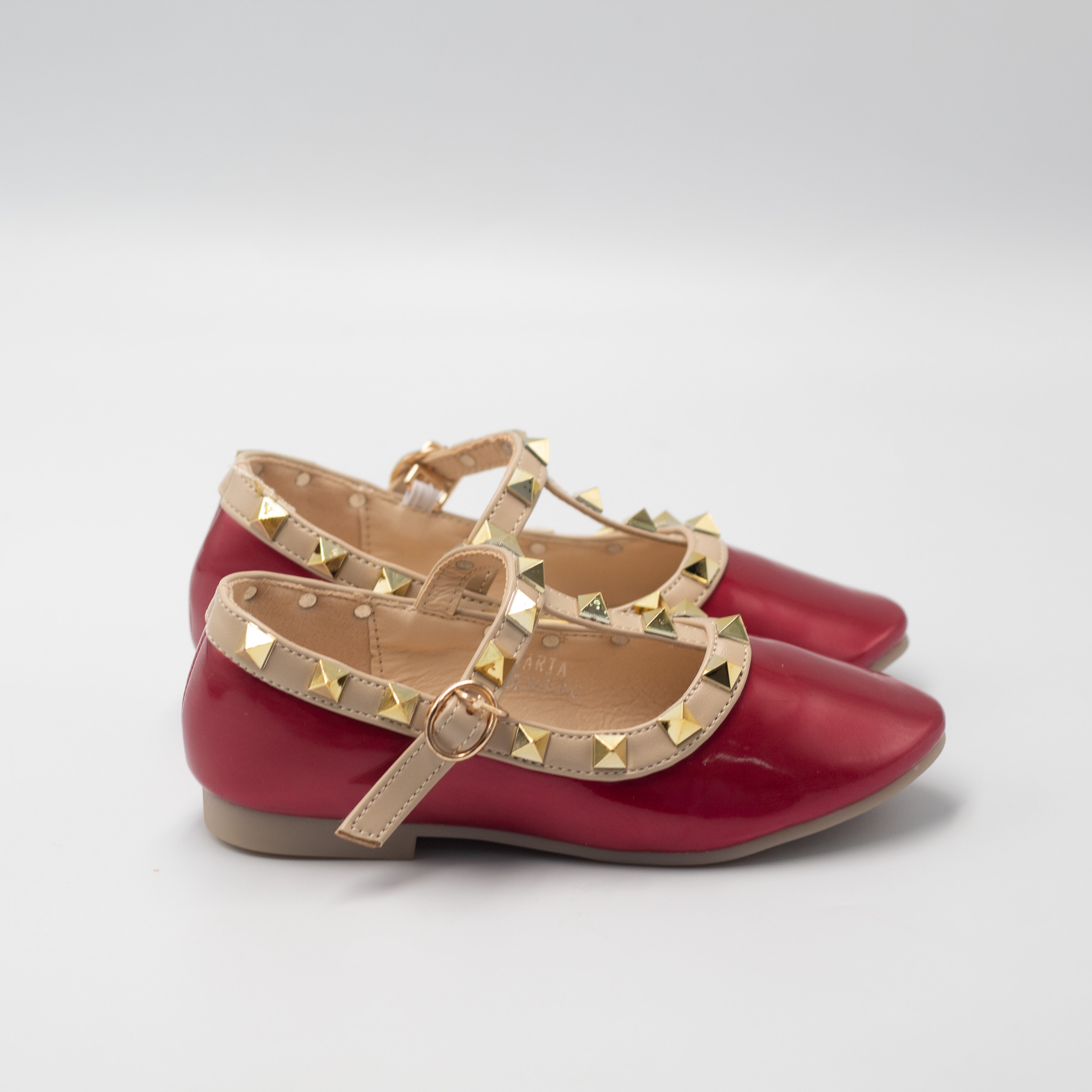 Red inf girls dress pump with studded detail caria