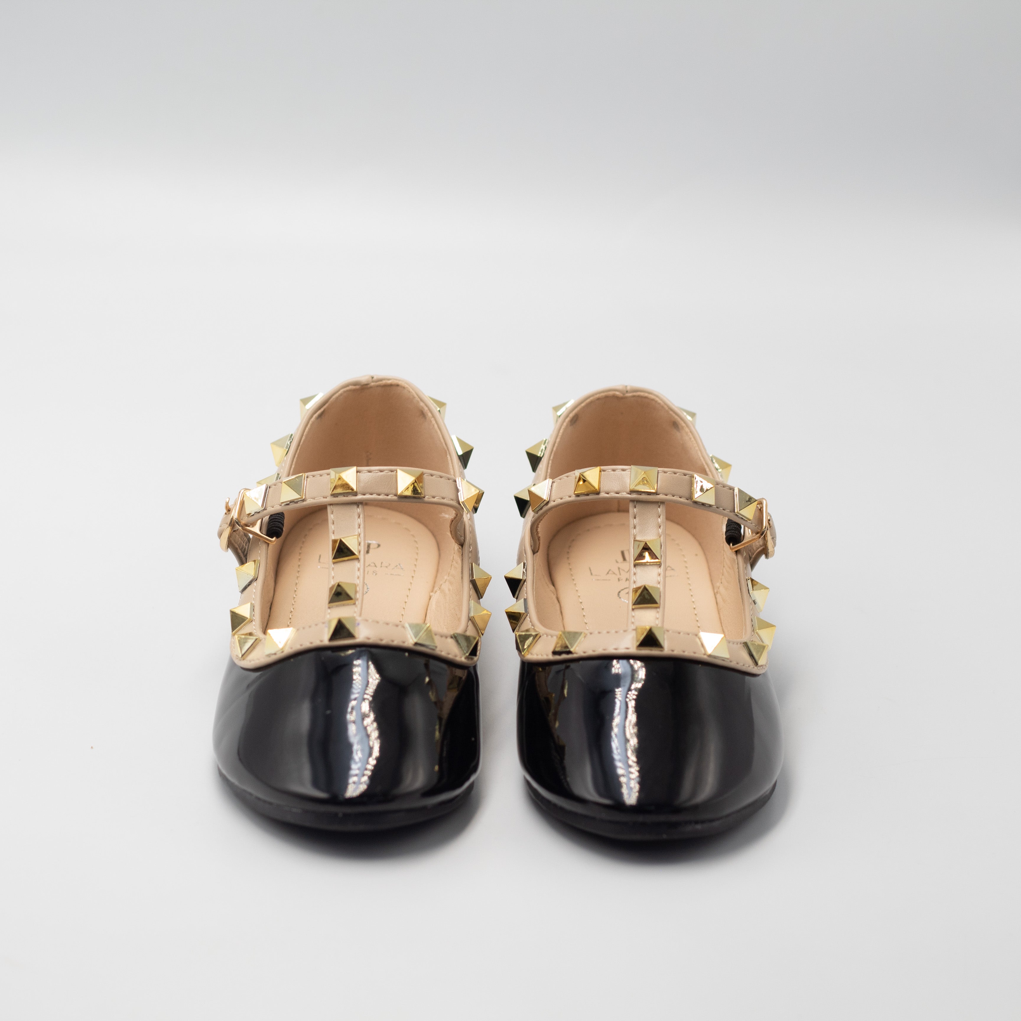 Black inf girls dress pump with studded detail caria