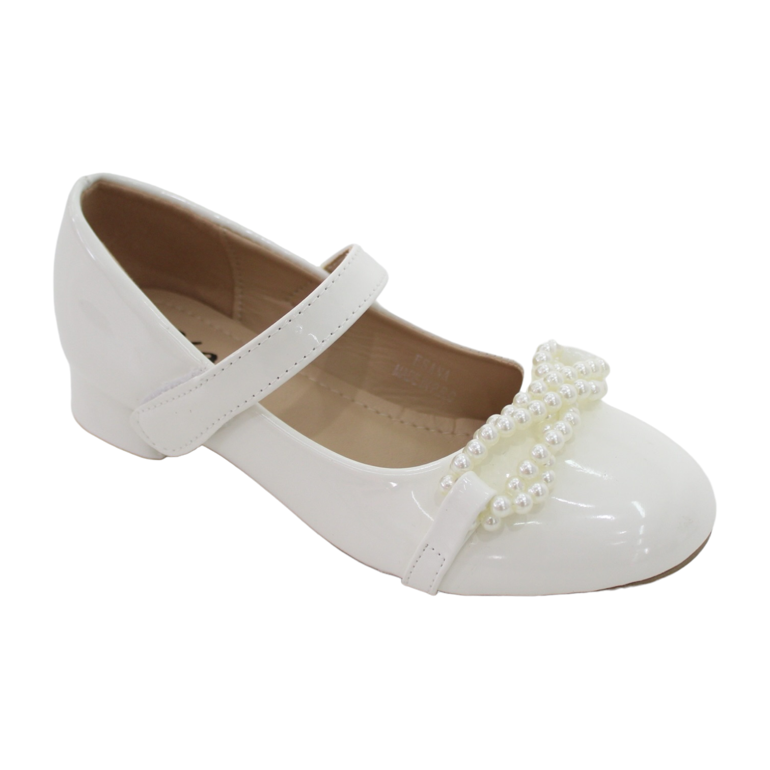 Esana girls dress pump with twisted pearls detailed white