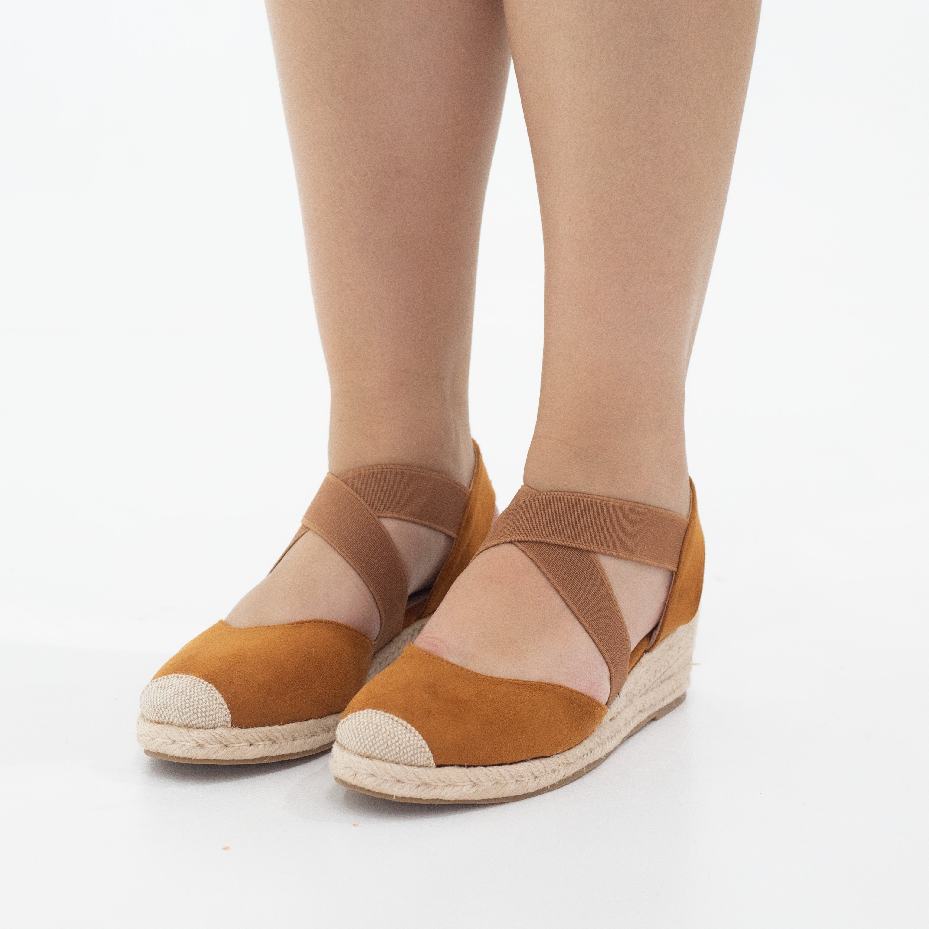 Hype 5.5cm  wedge espadrille with elastic brown