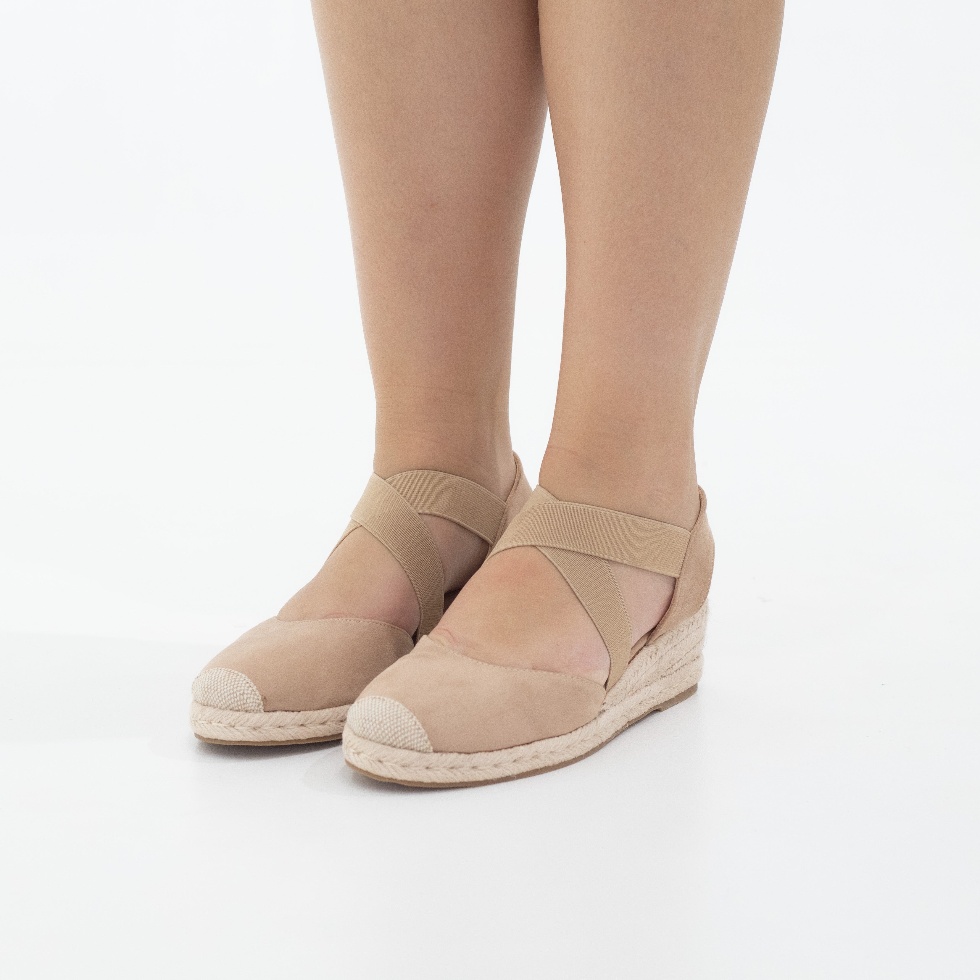Hype 5.5cm  wedge espadrille with elastic camel