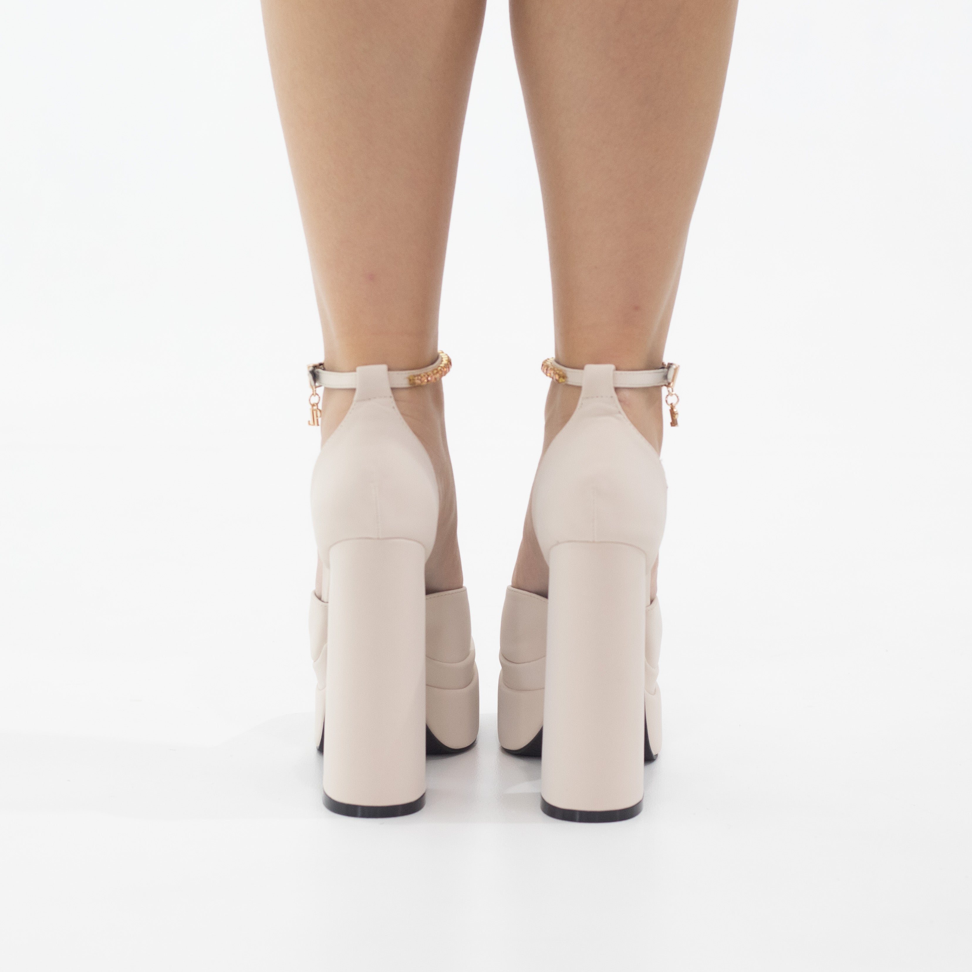 Trixie open waist high 14.5cm heel platform nude